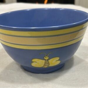 Vintage EVANDALE Blue and Yellow Ceramic Bowl